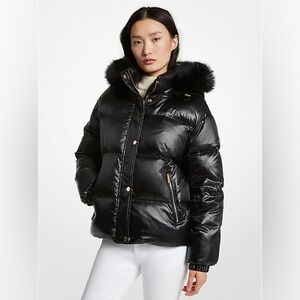 Michael Kors Faux Fur Trim Puffer Jacket